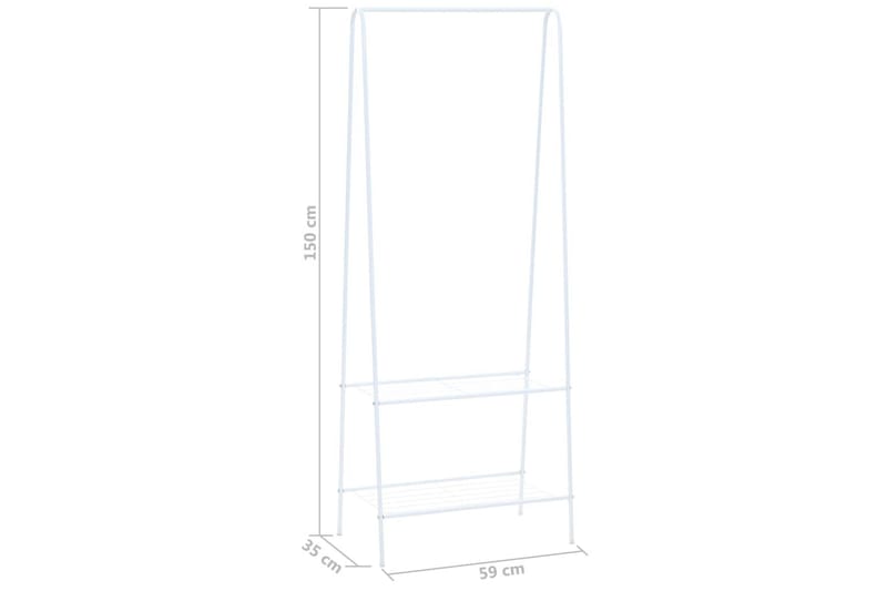Klesstativ 59x35x150 cm hvit - Oppbevaring - Klesoppbevaring - Stumtjener - Henge knagg