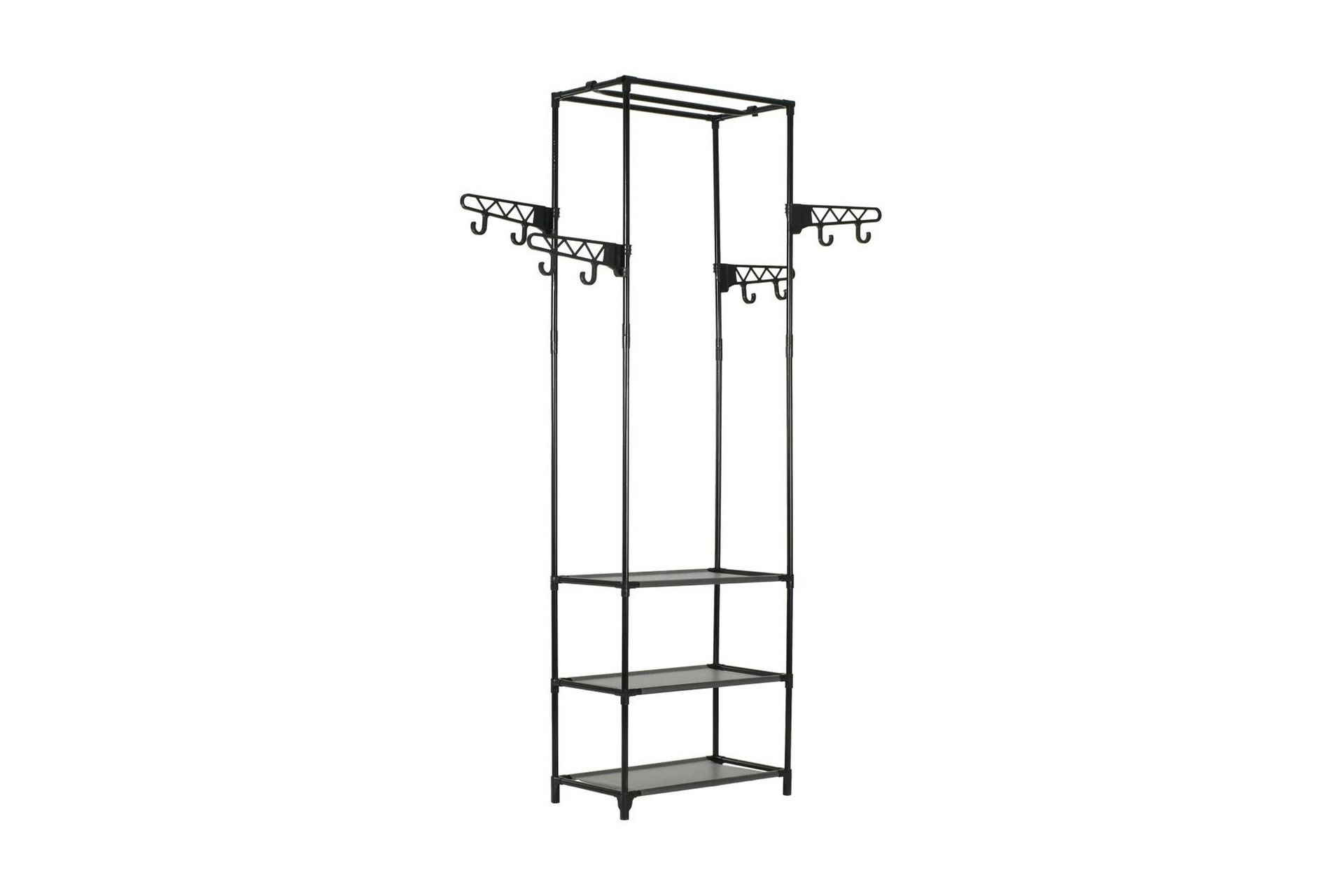 Klesstativ stål og ikke-vevd stoff 55x28,5x175 cm svart - Oppbevaring - Klesoppbevaring - Stumtjener - Henge knagg
