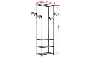 Klesstativ stål og ikke-vevd stoff 55x28,5x175 cm svart - Oppbevaring - Klesoppbevaring - Stumtjener - Henge knagg