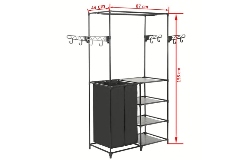 Klesstativ stål og ikke-vevd stoff 87x44x158 cm svart - Oppbevaring - Klesoppbevaring - Stumtjener - Henge knagg