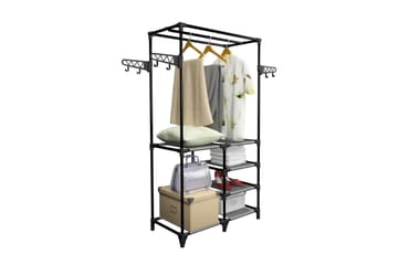 Klesstativ stål og ikke-vevd stoff 87x44x158 cm svart - Oppbevaring - Klesoppbevaring - Stumtjener - Henge knagg
