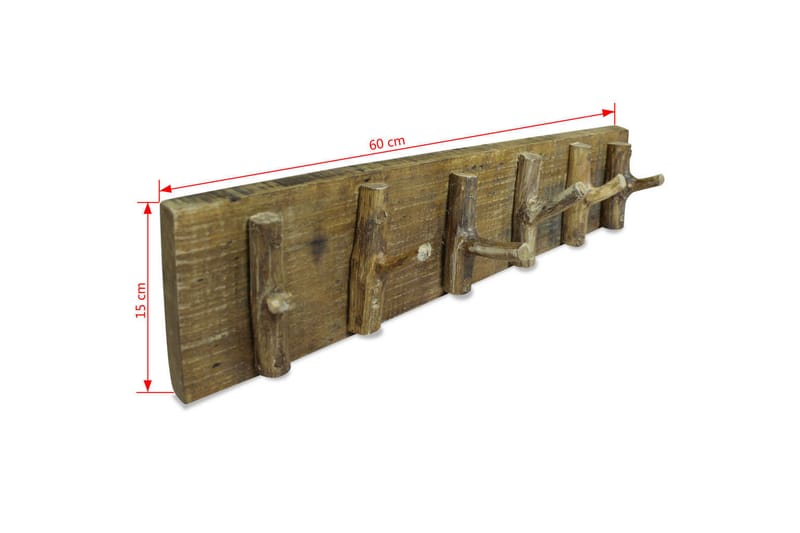 Knaggrekke gjenvunnet heltre 60x15 cm - Oppbevaring - Klesoppbevaring - Stumtjener - Henge knagg