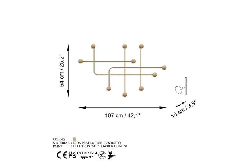 Metall Vegghook Australia Gull - Gull - Oppbevaring - Klesoppbevaring - Stumtjener
