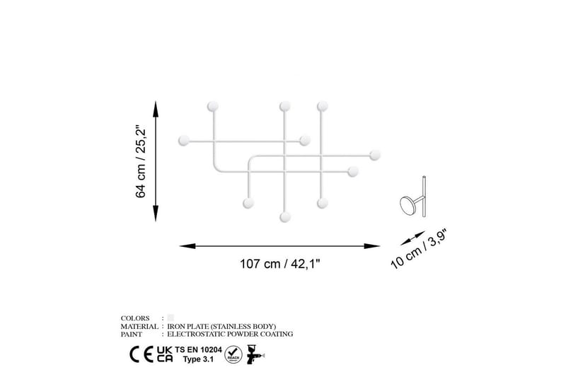 Metall Vegghook Australia Hvit - Hvit - Oppbevaring - Klesoppbevaring - Stumtjener