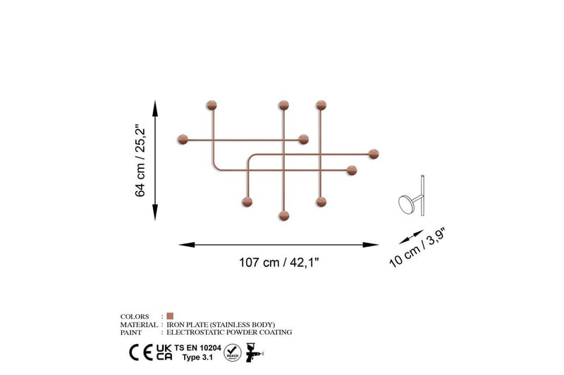 Metall Vegghook Australia Kobber - Kobber - Oppbevaring - Klesoppbevaring - Stumtjener