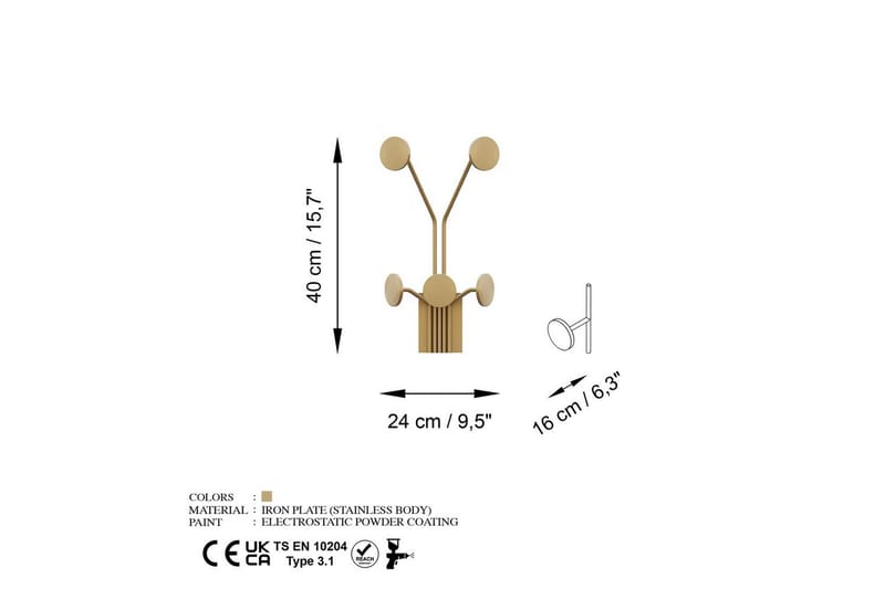 Metall Vegghook Clarra Gull - Gull - Oppbevaring - Klesoppbevaring - Stumtjener