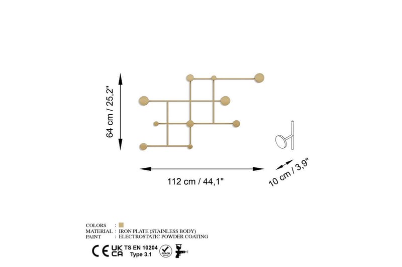 Metall Vegghook Colna Gull - Gull - Oppbevaring - Klesoppbevaring - Stumtjener