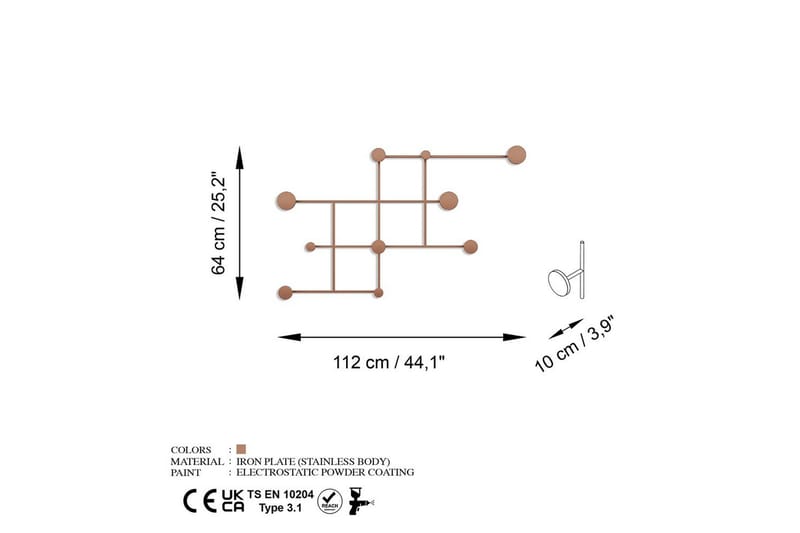 Metall Vegghook Colna Kobber - Kobber - Oppbevaring - Klesoppbevaring - Stumtjener