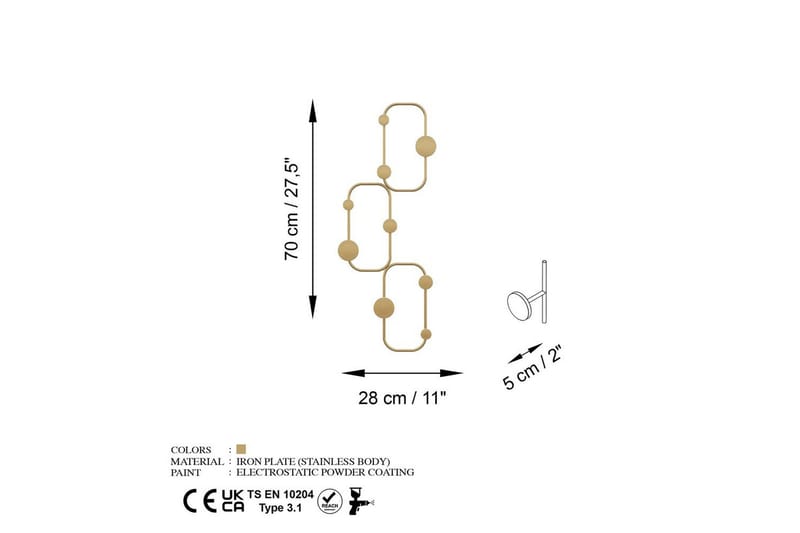 Metall Vegghook Dravos Gull - Gull - Oppbevaring - Klesoppbevaring - Stumtjener