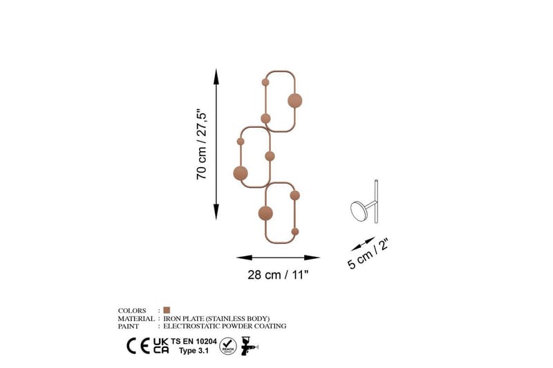 Metall Vegghook Dravos Kobber - Kobber - Oppbevaring - Klesoppbevaring - Stumtjener