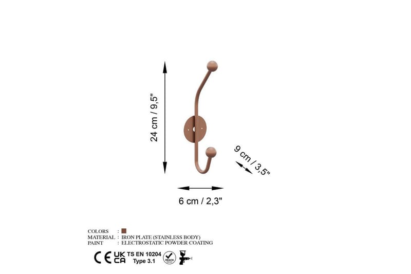 Metall Vegghook Neshorn Kobber - Kobber - Oppbevaring - Klesoppbevaring - Stumtjener