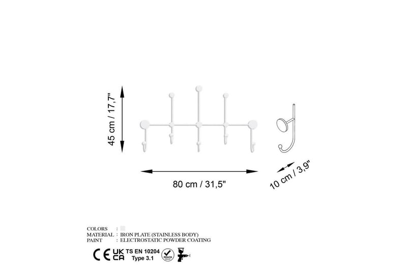 Metall Vegghook Ranjita Hvit - Hvit - Oppbevaring - Klesoppbevaring - Stumtjener