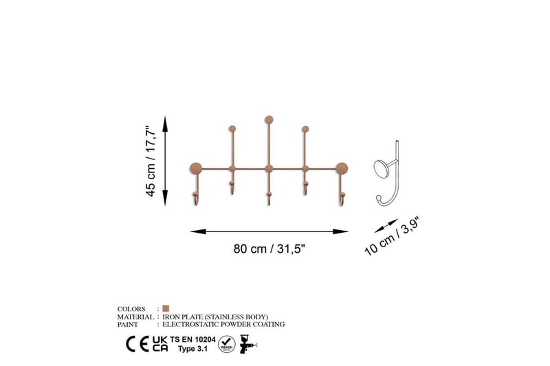 Metall Vegghook Ranjita Kobber - Kobber - Oppbevaring - Klesoppbevaring - Stumtjener