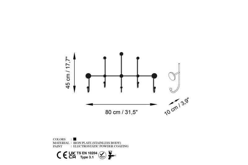 Metall Vegghook Ranjita Svart - Svart - Oppbevaring - Klesoppbevaring - Stumtjener