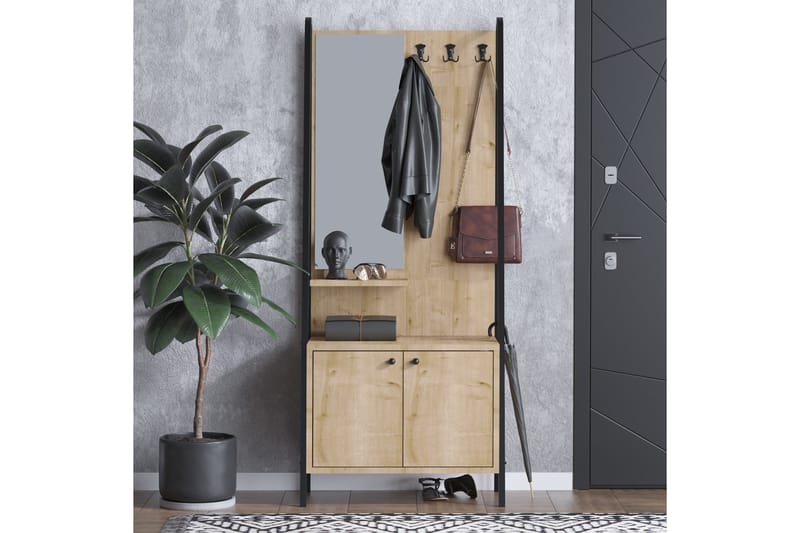 Naisi Herrebetjent 74 cm - Eik/Svart - Oppbevaring - Klesoppbevaring - Stumtjener - Stumtjener