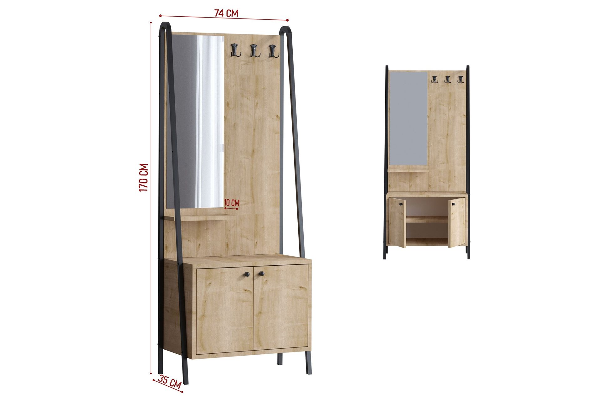 Naisi Herrebetjent 74 cm - Eik/Svart - Oppbevaring - Klesoppbevaring - Stumtjener - Stumtjener
