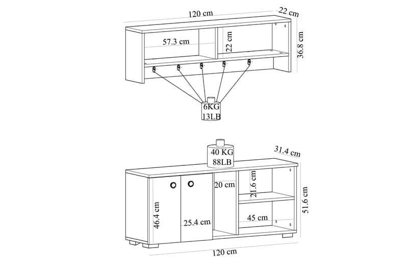 Rinorea Kleshengere 120x51,6 cm - Hvit - Oppbevaring - Klesoppbevaring - Stumtjener