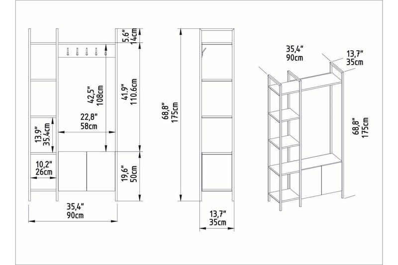 Rinorea Kleshengere 90x175 cm - Brun - Oppbevaring - Klesoppbevaring - Stumtjener