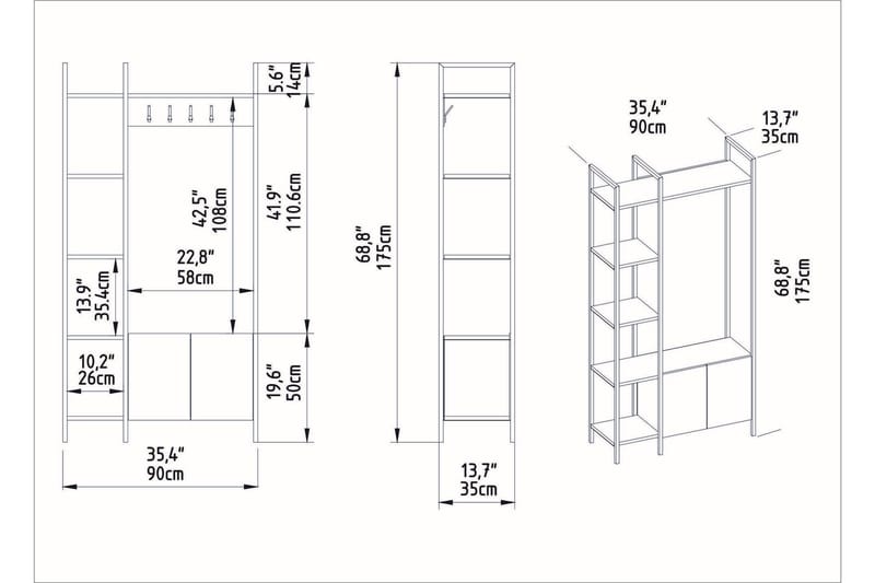 Rinorea Kleshengere 90x175 cm - Hvit - Oppbevaring - Klesoppbevaring - Stumtjener