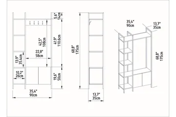 Rinorea Kleshengere 90x175 cm - Hvit - Oppbevaring - Klesoppbevaring - Stumtjener