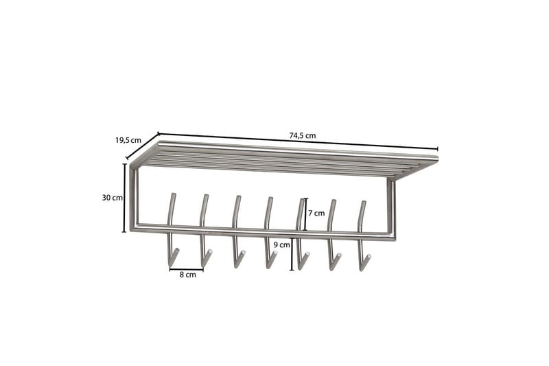 Seddik Kleskrok 75 cm - Sølv - Stumtjener - Knagger - Henge knagg