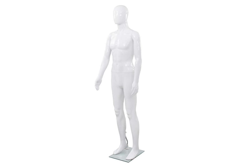 Full-body mannlig utstillingsdukke m. glass base hvit 185cm - Stumtjener - Stumtjener