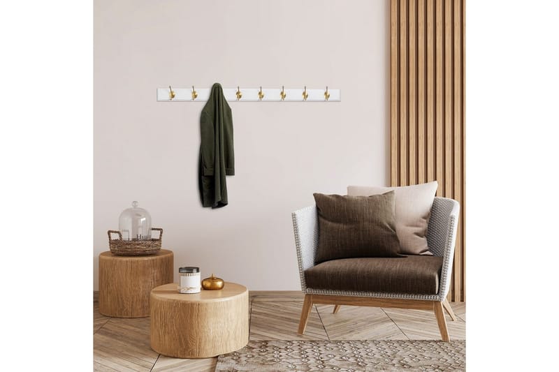 Trekrokke av tre Ranvir Hvit / Gull - 100 x 7 x 8 - Oppbevaring - Klesoppbevaring - Stumtjener