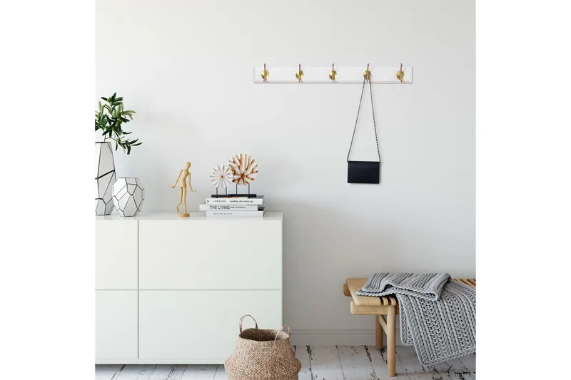 Trekrokke av tre Ranvir Hvit / Gull - 65 x 7 x 8 - Oppbevaring - Klesoppbevaring - Stumtjener