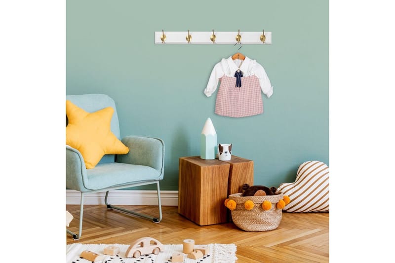 Trekrokke av tre Ranvir Hvit / Gull - 65 x 7 x 8 - Oppbevaring - Klesoppbevaring - Stumtjener