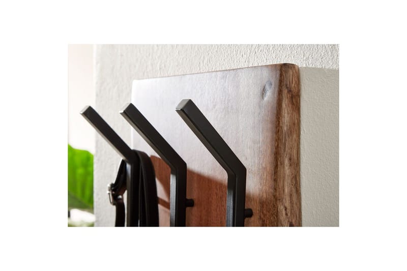 Vegghylle Wohnling Massivt treverk trekanter veggmontert knaggrekke 35X100 cm industriell - Oppbevaring - Klesoppbevaring - Stumtjener - Klesstativ