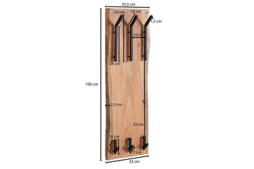 Vegghylle Wohnling Massivt treverk trekanter veggmontert knaggrekke 35X100 cm industriell - Oppbevaring - Klesoppbevaring - Stumtjener - Klesstativ