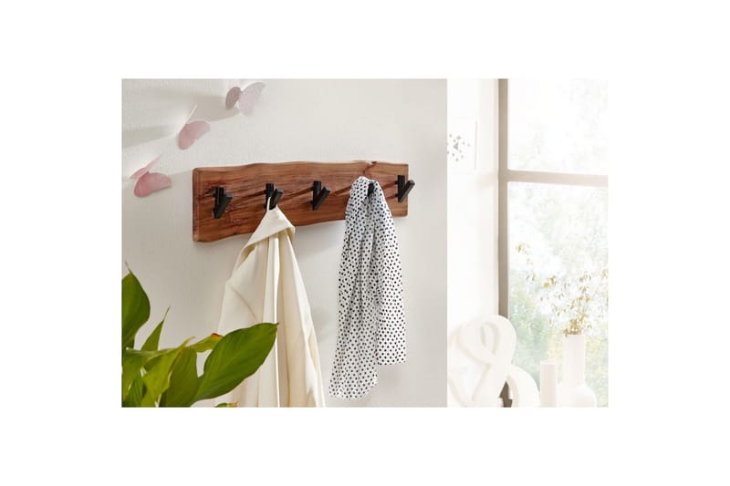 Vegghylle Wohnling Vegghengt knaggrekke i heltre tre kant 60 cm industriell - Oppbevaring - Klesoppbevaring - Stumtjener - Klesstativ