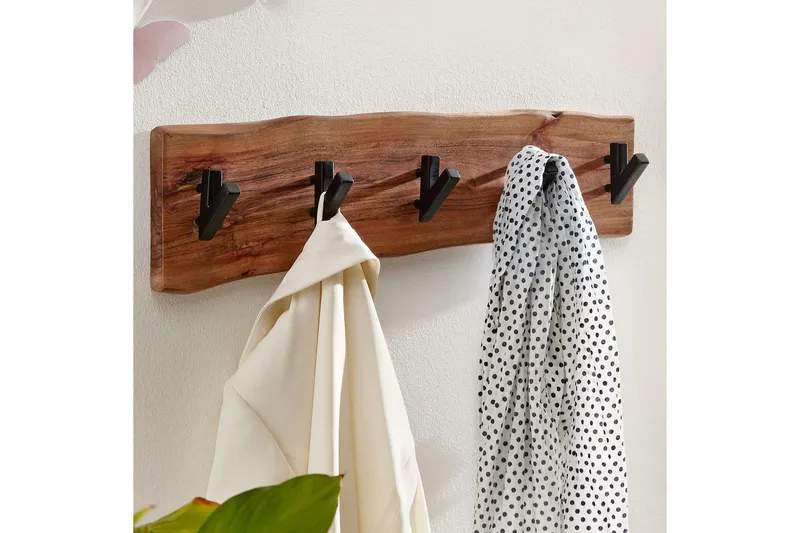 Vegghylle Wohnling Vegghengt knaggrekke i heltre tre kant 60 cm industriell - Oppbevaring - Klesoppbevaring - Stumtjener - Klesstativ