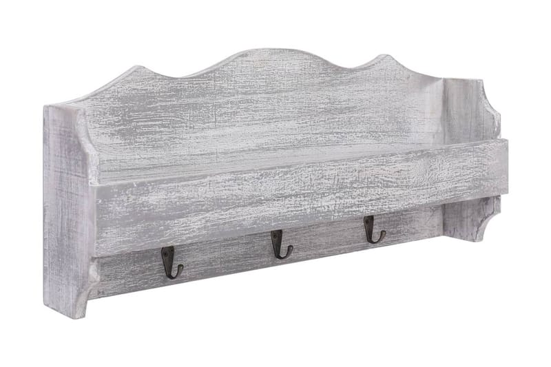 Veggmontert garderobepanel grå 50x10x23 cm tre - Grå - Henge knagg - Stumtjener - Knagger