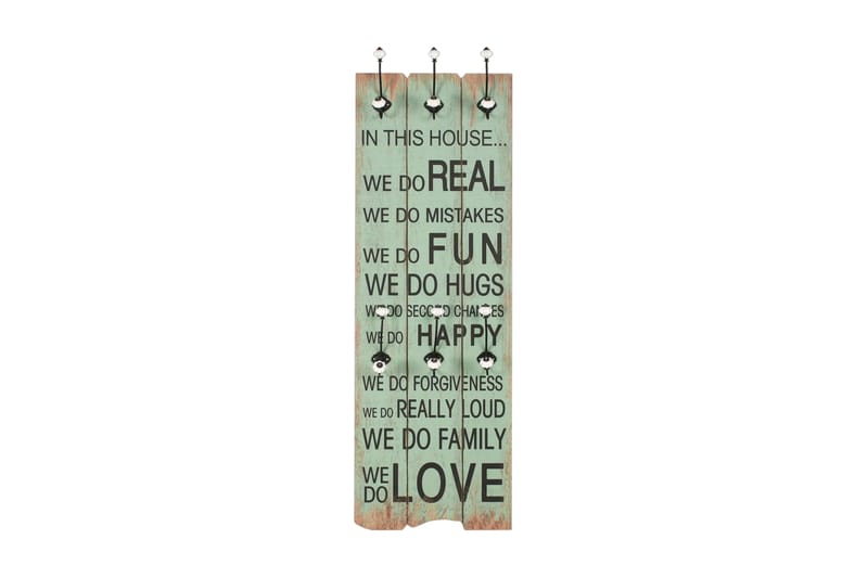 Veggmontert klesstativ med 6 kroker 120x40 cm HAPPY LOVE - Grønn/Svart - Oppbevaring - Klesoppbevaring - Stumtjener - Henge knagg