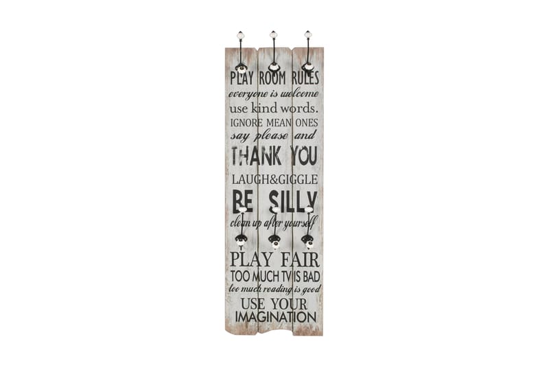 Veggmontert klesstativ med 6 kroker 120x40 cm THANK YOU - Hvit/Svart - Oppbevaring - Klesoppbevaring - Stumtjener - Henge knagg