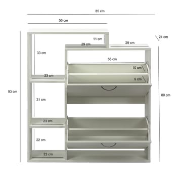 Noraro skoskap 85 cm - hvit og krom - Oppbevaring - Gangoppbevaring