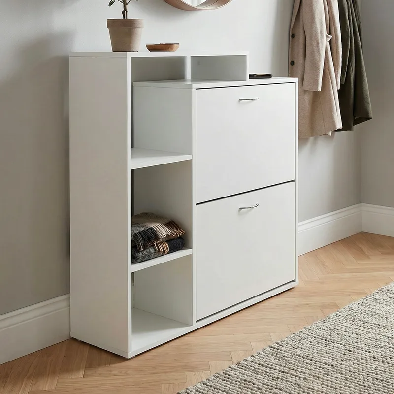 Noraro skoskap 85 cm - hvit og krom - Oppbevaring - Gangoppbevaring