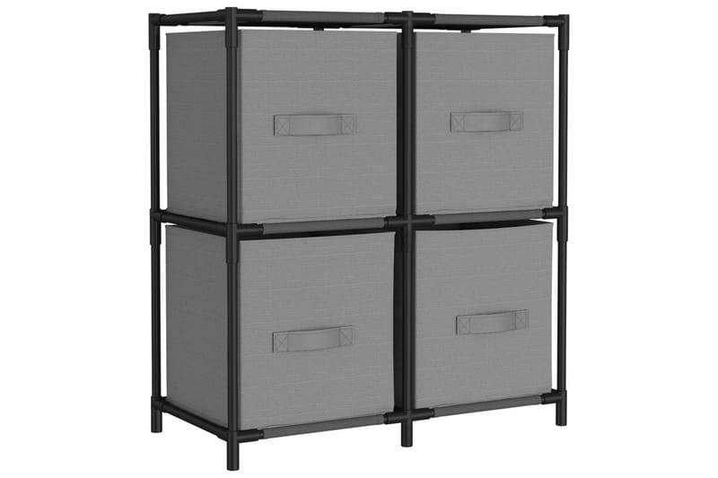 beBasic Oppbevaringsskap med 4 stoffkurver grå 63x30x71 cm stål - GrÃ¥ - Oppbevaring - Oppbevaring til småting - Oppbevaringsbokser