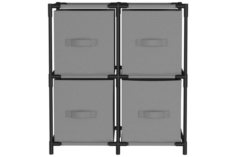 beBasic Oppbevaringsskap med 4 stoffkurver grå 63x30x71 cm stål - GrÃ¥ - Oppbevaring - Oppbevaring til småting - Oppbevaringsbokser