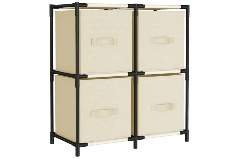 beBasic Oppbevaringsskap med 4 stoffkurver kremhvit 63x30x71 cm stål - Krem - Oppbevaring - Oppbevaring til småting - Oppbevaringsbokser