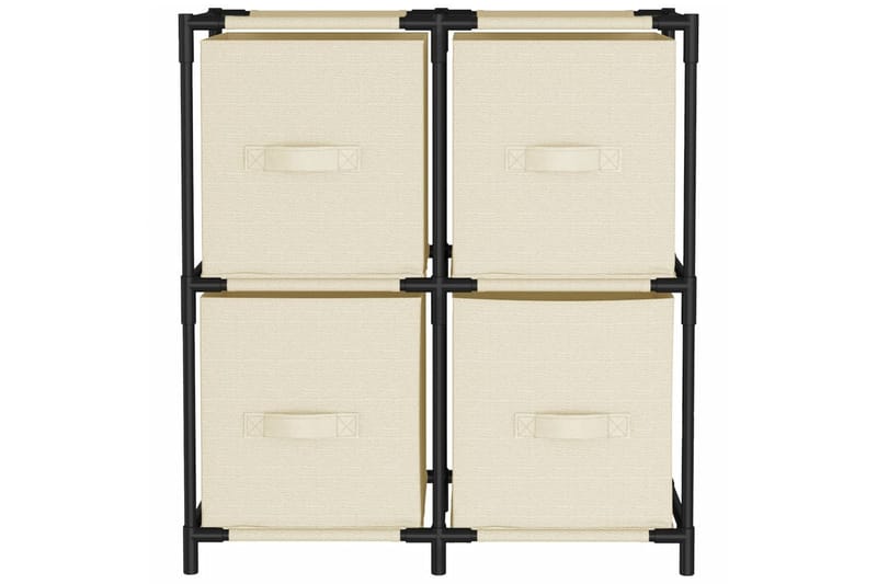 beBasic Oppbevaringsskap med 4 stoffkurver kremhvit 63x30x71 cm stål - Krem - Oppbevaring - Oppbevaring til småting - Oppbevaringsbokser