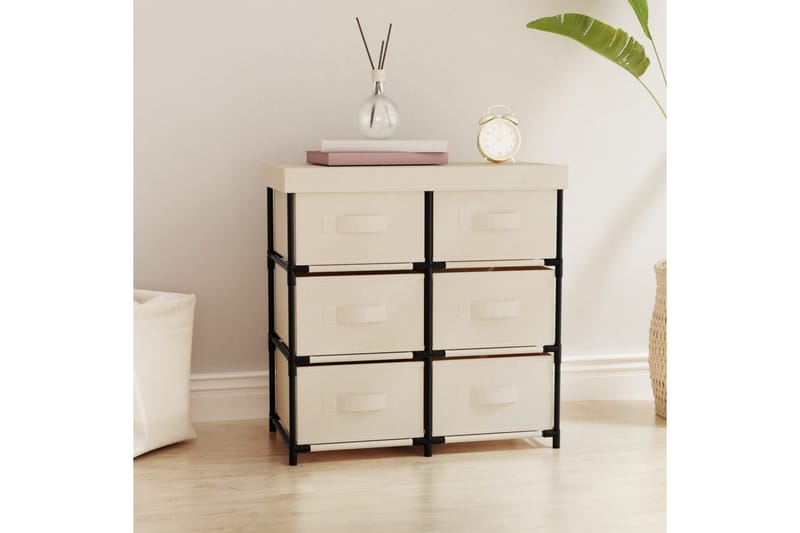 beBasic Oppbevaringsskap med 6 skuffer 55x29x55 cm kremhvit stål - Krem - Oppbevaring - Oppbevaring til småting - Oppbevaringsbokser