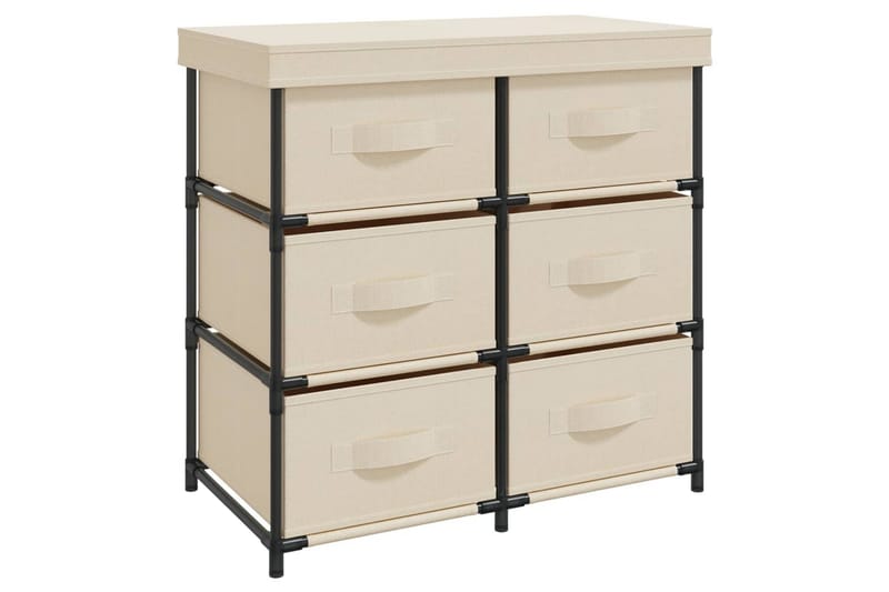 beBasic Oppbevaringsskap med 6 skuffer 55x29x55 cm kremhvit stål - Krem - Oppbevaring - Oppbevaring til småting - Oppbevaringsbokser