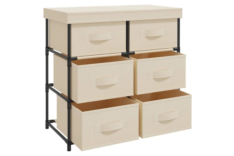 beBasic Oppbevaringsskap med 6 skuffer 55x29x55 cm kremhvit stål - Krem - Oppbevaring - Oppbevaring til småting - Oppbevaringsbokser