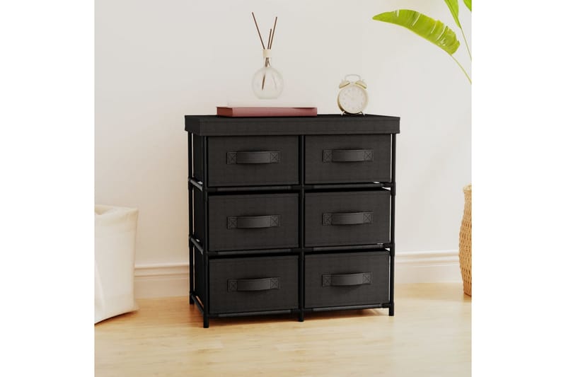 beBasic Oppbevaringsskap med 6 skuffer 55x29x55 cm svart stål - Svart - Oppbevaring - Oppbevaring til småting - Oppbevaringsbokser