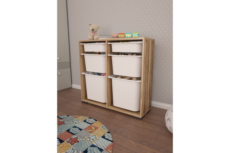 Flerbruks Kapasitetskap Carla Valnøtt Hvit - Valnøtt Hvit - Oppbevaring - Oppbevaring til småting - Oppbevaringsbokser