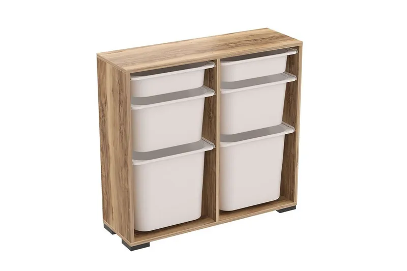 Flerbruks Kapasitetskap Carla Valnøtt Hvit - Valnøtt Hvit - Oppbevaring - Oppbevaring til småting - Oppbevaringsbokser