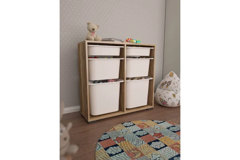 Flerbruks Kapasitetskap Carla Valnøtt Hvit - Valnøtt Hvit - Oppbevaring - Oppbevaring til småting - Oppbevaringsbokser