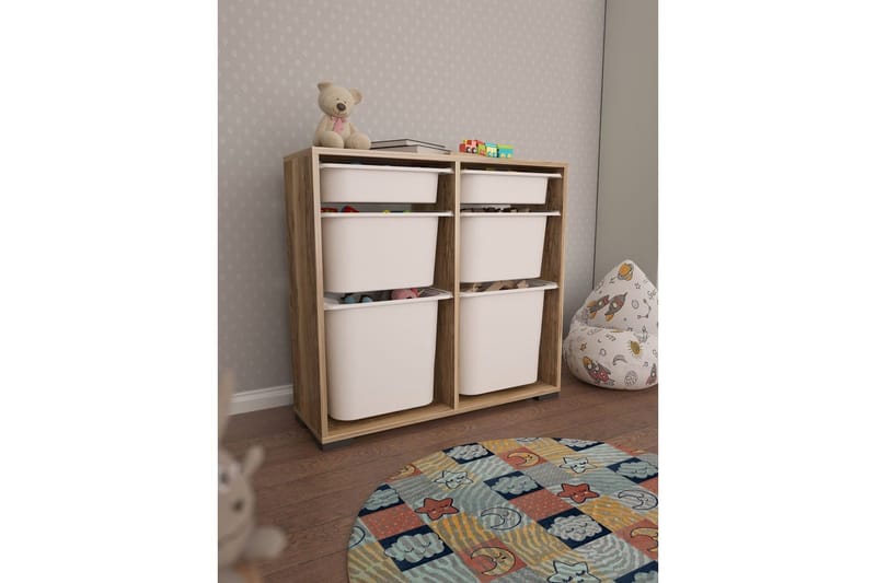 Flerbruks Kapasitetskap Carla Valnøtt Hvit - Valnøtt Hvit - Oppbevaring - Oppbevaring til småting - Oppbevaringsbokser